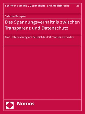 cover image of Das Spannungsverhältnis zwischen Transparenz und Datenschutz